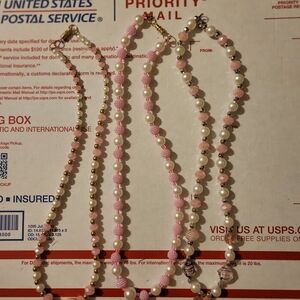 3ct Elegant Pink and Gold Beaded Necklace 18in/22in #11